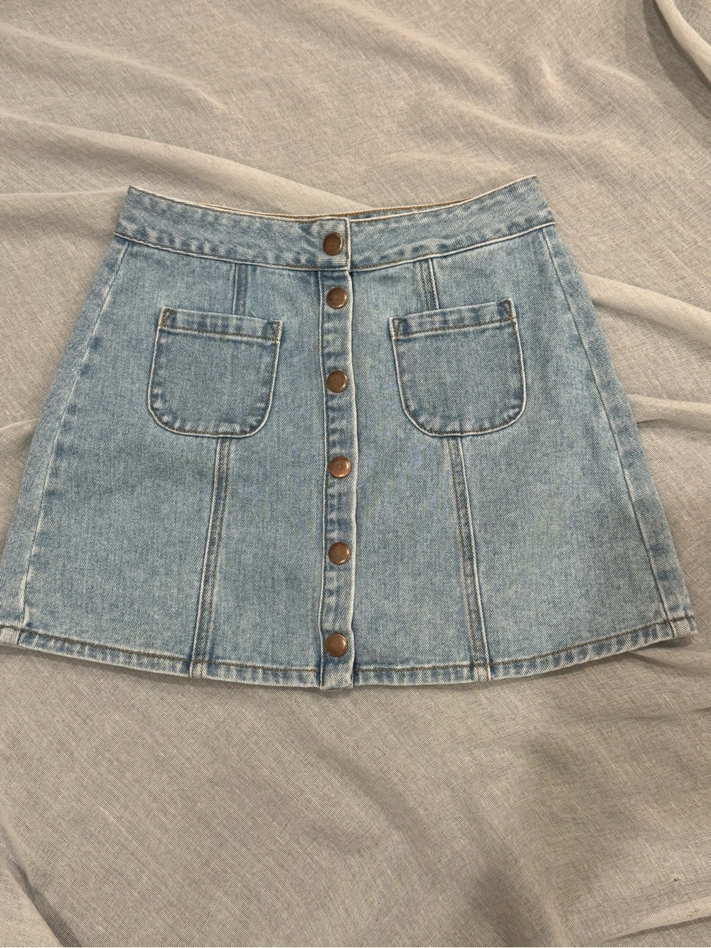 Melville Light Blue Denim Mini Skirt with Snaps Size 26 Festival Boho